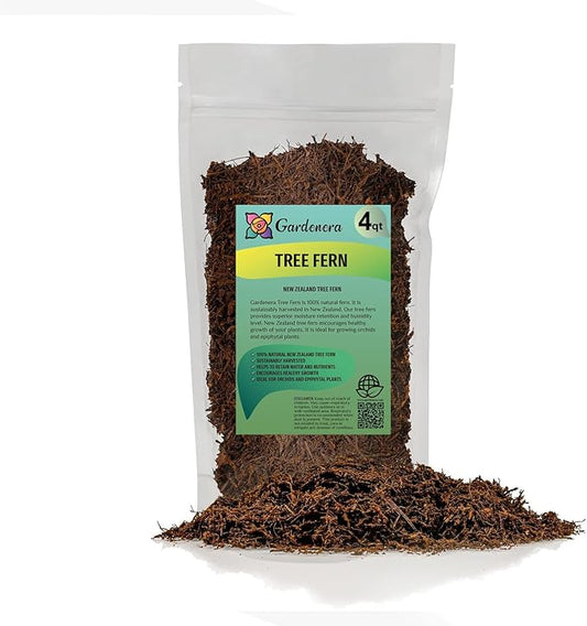 Premium New Zealand Tree Fern by GARDENERA - Orchid and Epiphytal Plants Growing Medium and Reptile Substrate - 4 Quart Bag
