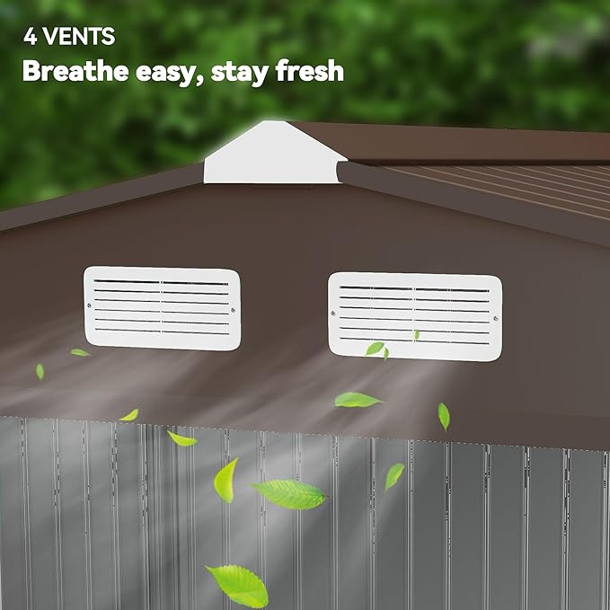 Outsunny 9' x 6' Outdoor Storage Shed, Garden Tool Metal Shed with Foundation Kit, Double Lockable Door, Air Vents and Sloping Roof, for Backyard, Patio, Lawn, Yellow