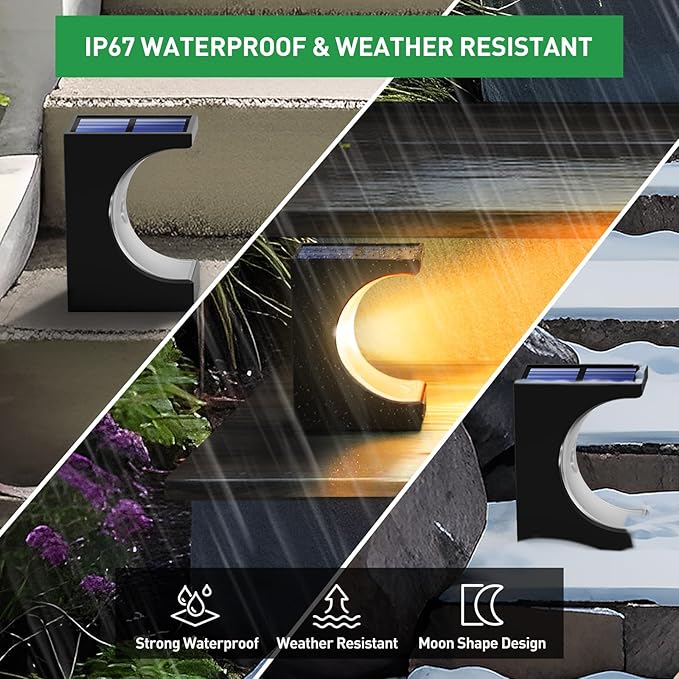ZOOI Solar Step Lights for Outside, Solar Lights Outdoor Waterproof, Outdoor Solar Stair Lights for Yard, Garden Decor for Outside, Solar Garden Lights for Step, Stair, Patio, Porch, Deck Decor, 8PCS