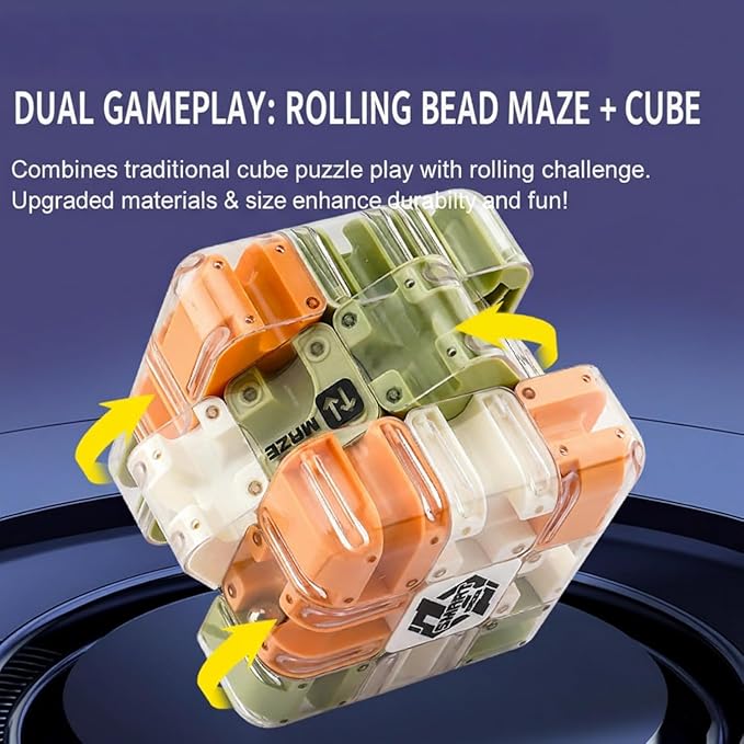 Large Labyrinth 3D Puzzles Maze Cube - Engaging Brain Teaser Toy, 3D Maze Ball, Magic Cube & Ball Dual-Use, Improve Spatial Recognition, Relieve Stress, and Cultivate Logical Thinking (Natural)