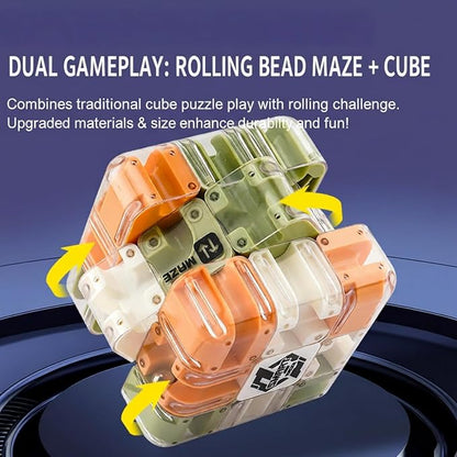 Large Labyrinth 3D Puzzles Maze Cube - Engaging Brain Teaser Toy, 3D Maze Ball, Magic Cube & Ball Dual-Use, Improve Spatial Recognition, Relieve Stress, and Cultivate Logical Thinking (Natural)
