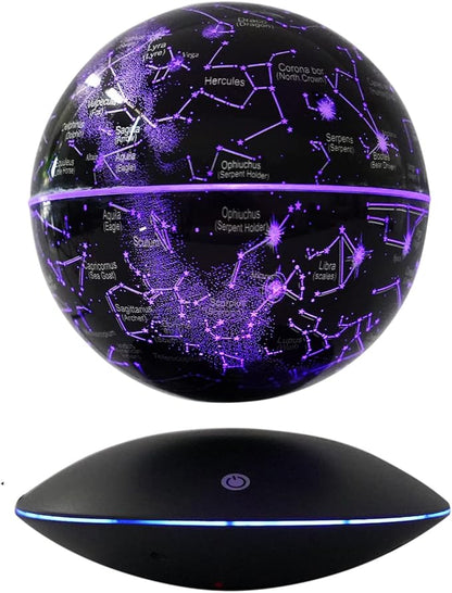 6" Magnetic Levitation Floating Globe Anti Gravity Rotating Constellation Ball with LED Light Display Globe for Children Educational Gift Home Office Desk Decor (Black)