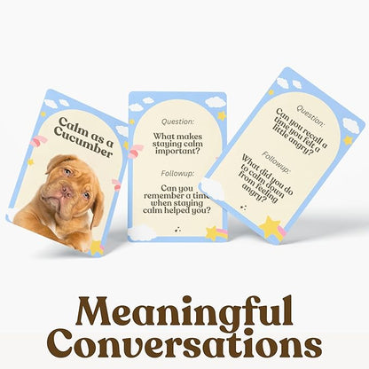 CATCHYOURDREAMS Pawsitive Talk - 50 Mindfulness Converstion Starter Cards for Kids Children and Parents - Meaningful Conversations on Emotions and Wellness Autism Learning
