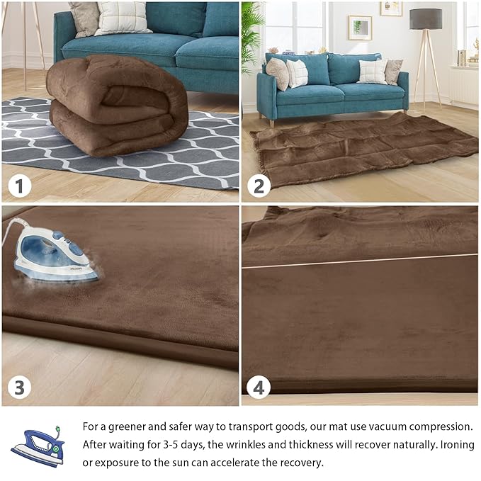 Baby Play Mat for Floor Tummy Time Mat Nursery Rug Muscle Area Rug Playroom Rug Tatami 74 * 50" Memory Foam 1.3" Thick Crawling For Babies,Toddlers, Infants, Kids,Floor,Coffee