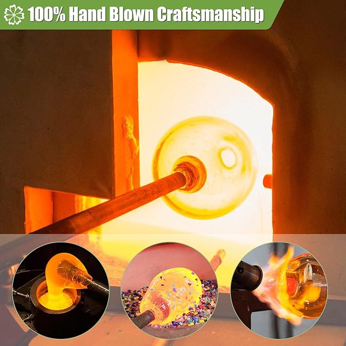 BOLITE Hummingbird Feeder, Hand Blown Glass Hummingbird Feeders for Outdoors Hanging, with Ant Moat and 5 Feeding Ports, 22 Ounces, Peony Flower Shape, Blue, Gifts for Women Men, Gifts for Mom Dad