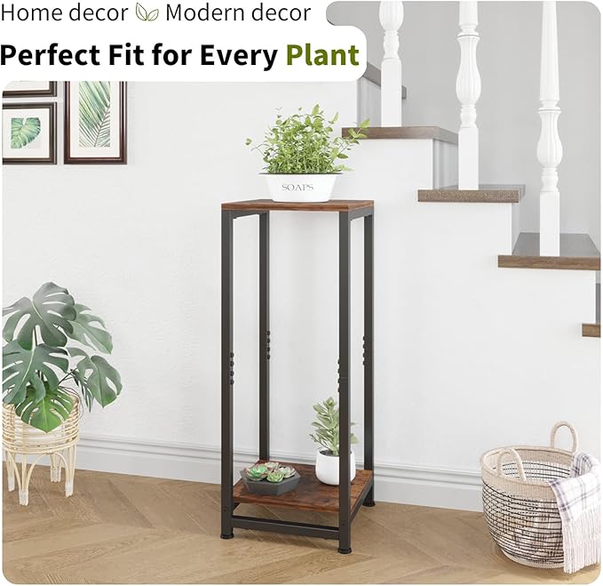 Tall Plant Stands Indoor ,2 Tier Pedestal Stand, Corner Plant Stands for Indoor Plants Multiple, Small Side Table for Indoor Plants, Tall Plant Table