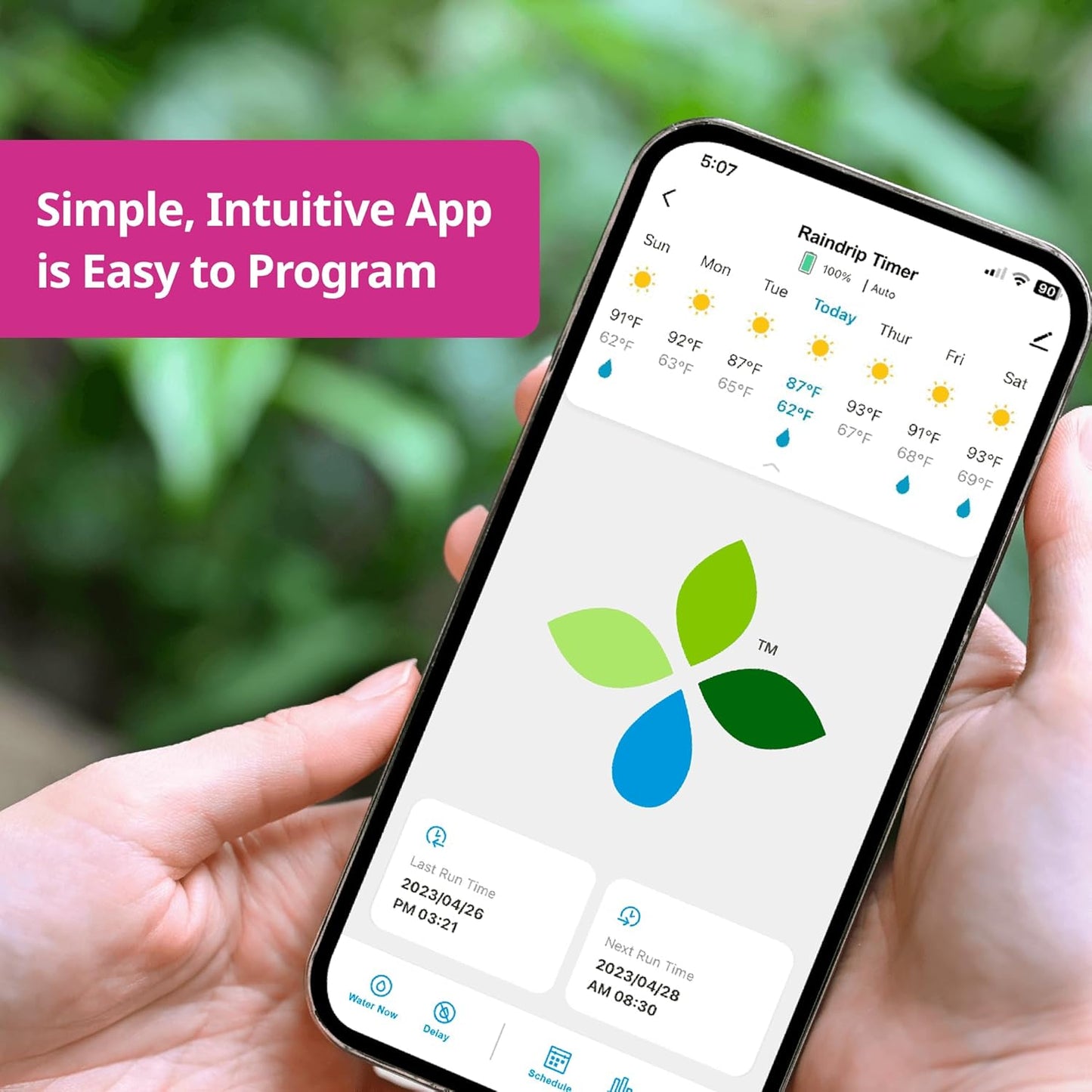 Raindrip R875CT Hose-End Smart Water Sprinkler Timer, Wi-Fi, Wireless Hose Faucet Bibb Timer for Garden, Drip Irrigation System Controller, Free App via 2.4 GHz Gateway Combo,GHT Compatible, Gray