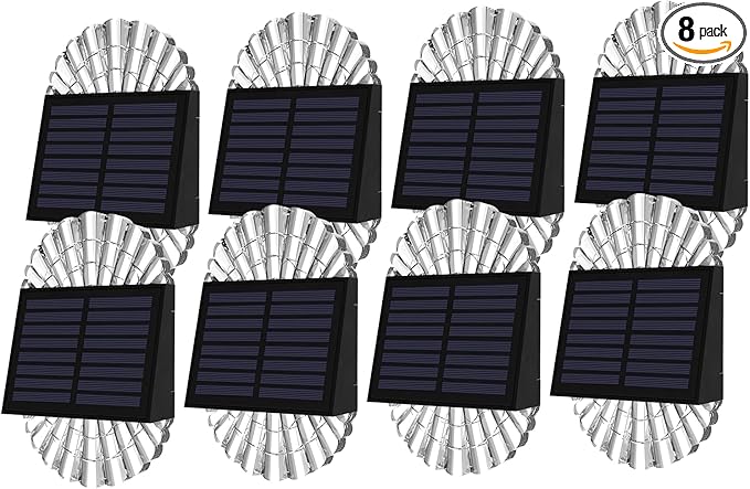 Solar Deck Post Outdoor Lights, 8 Pack Fence Solar Lights, Solar Fence Lights Outdoor Waterproof Led for Garden, Yard, Outdoor Patio Decor, Warm White, S-240