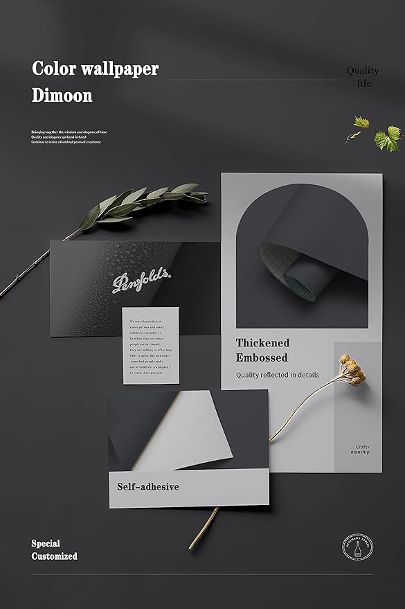 Dimoon 236''x17.7'' Grey Peel and Stick Wallpaper Contact Paper Modern Self Adhesive Wall Paper Removable Renter Friendly Textured Solid Color Shelf Cabinet Vinyl Roll (236''x17.7'',Dark Grey)