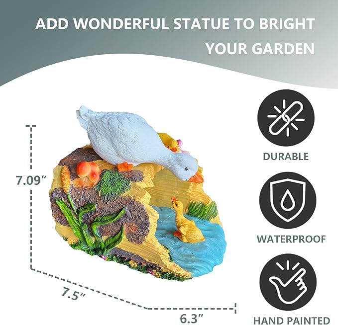 Elenon Goose Decorative Gutter Downspout Extension Statue, Duck Gutter Guardian Rain Downspout Extender, Garden Splash Block Outdoor Sculpture for 3" × 4" Down Spouts Decor