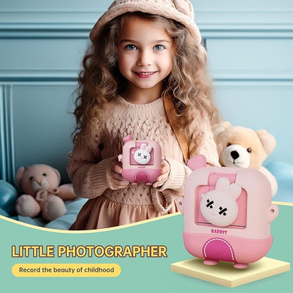 Kids Camera Instant Print with Cartoon Silicone Cover, Digital Mini Camera for 3 4 5 6 7 8 9 10 11 12 Year Old Boys Girls Birthday Chirstmas Toys Gifts - Personal Video Players (Bunny Pink)
