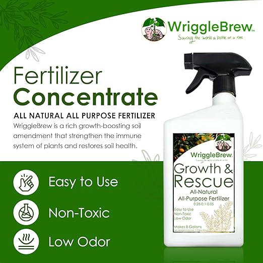 Organic Liquid Fertilizer Concentrate from Worm Castings. Non-Toxic, All-Purpose, Plant Food for Gardens, Vegetables, Fruits, Houseplants, Seed Starters, and Ornamentals. Makes 8 Gallons.