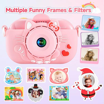 Kids Camera Kids Digital Camera for Girls Age 3-8, Video Camera for Kids with Soft Cover, Christmas, Birthday Gifts
