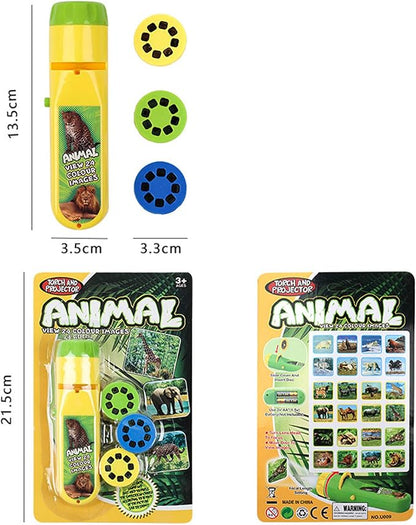 Georgie Porgy Children Projector Toys Educational Science Set Wall Ceiling Tent Torch Flashlight for Kids Gifts for Boys Girls (Wild Animal)