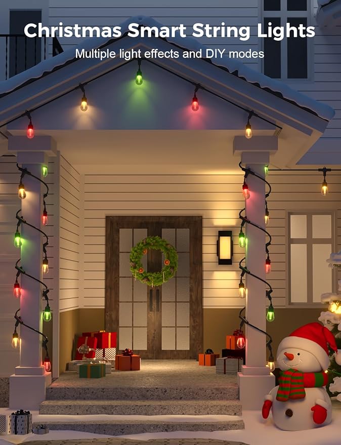 XMCOSY+ Smart Outdoor String Lights, 72.5Ft Patio Lights Waterproof, App Control, Compatible with Alexa, RGBCWIC Color Changing LED String Light for Outside