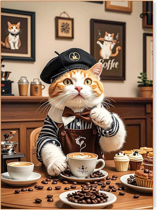 500 Pieces Jigsaw Puzzles for Adults and Teens and Kids Family Happy Gift Idea Cats Selfie (Cat Barista)