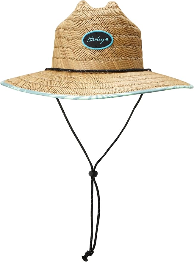 Hurley Women's Straw Hats - Real Straw Hat Medium Brim and Adjustable Chin Strap
