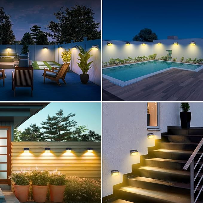 Peasur [138 LED/6 Packs] Solar Outdoor Motion Sensor Lights with 3 Lighting Modes Wireless Wall Waterproof Security Powered for Garden Fence Yard Deck Garage, Warm White