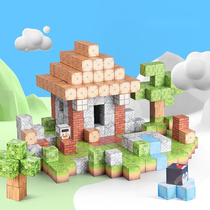 Magnetic Blocks 200PCS STEM Toys for Kids Ages 3-8, Magnet Building Blocks Educational Construction Kit, Creative Magnetic Tiles Stacking Blocks，Birthday Gifts for Toddler Boys