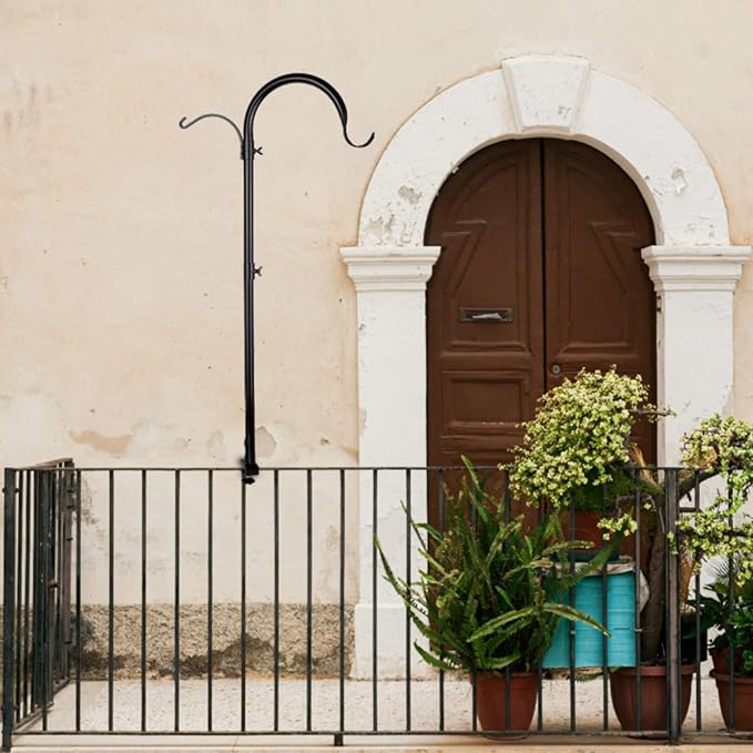 WOSIBO 3 Pack Three Span Deck Hook, 37 Inches Deck Bird Feeder Pole, Hanging Baskets Porch Multi-Hook for Deck Kit with Three Branches for Plant Hangers, Lanterns, Wind Chimes and More