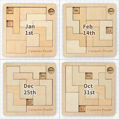 Daily Calendar Puzzle Wooden，Jigsaw Puzzle Board for Adults,Challenge 365+ for Every Day,Puzzle Advent Calendar.
