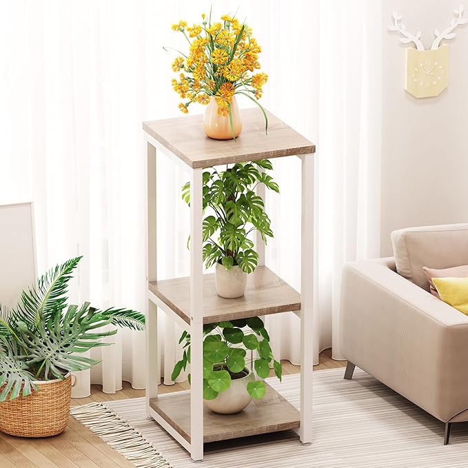 Plant Stand Indoor Corner Tall 3 Tier Metal Modern Flower Storage Plant Stands Holder for Living Room Balcony Garden,White (3 Tier-White)