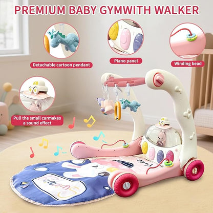 Baby Gym Play Mat 2-in-1 Baby Activity Center Playing Mat Tummy Time Mat Toddler Play Mat for Newborn to Toddler