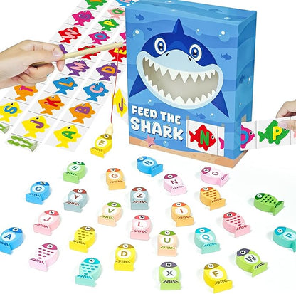 Cinrobiye Fishing Game for Shark ABC Alphabet Match, Fine Motor Skill Builder, Alphabet Games and Sorting Set, Preschool Learning Activities, Toddler Matching and Learning Activities Gifts