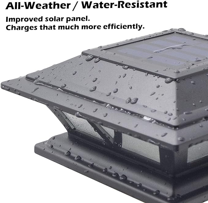 SIEDiNLAR Solar Post Lights Outdoor 2 Modes LED Deck Fence Cap Light for 4x4 5x5 6x6 Posts Patio Garden Decoration Warm White/Cool White Lighting Black (8 Pack)