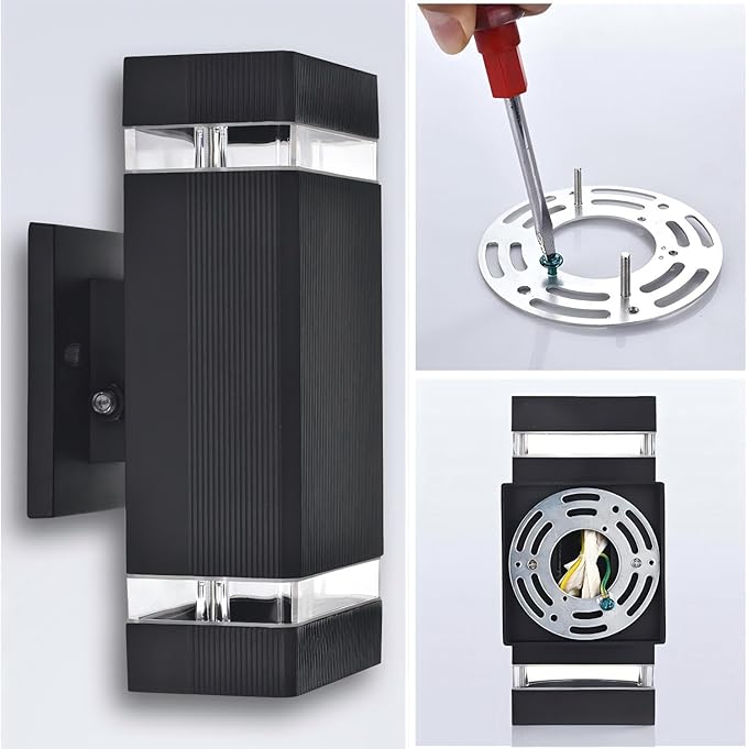 Motion Sensor Outdoor Wall Lights, Dusk to Dawn Exterior Light Fixtures with 3 Lighting Modes,Up and Down Porch Lights 5000K Daylight, Waterproof Modern Wall Sconce for House, Patio, Garage