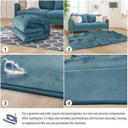 Baby Play Mat 1.2" Thick Memory Foam Nursery Rug Area Rug, 13’1” X 6’7” Yoga Mat Playmat Crawling Mat for Baby,Toddlers, Infants, Kids,Floor Mat Tatami Mat for Living Room with Non-Slip(Green)