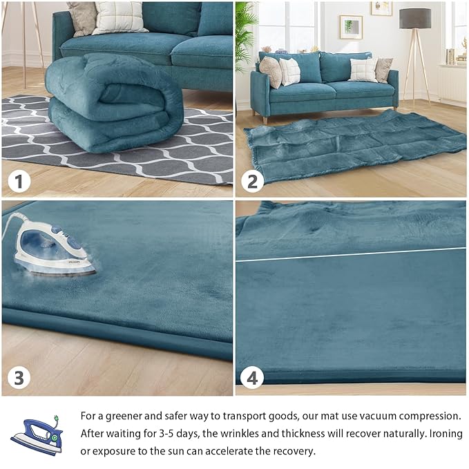 Baby Play Mat for Floor Tummy Time Mat Nursery Rug Muscle Area Rug Playroom Rug Tatami 74 * 50" Memory Foam 1.3" Thick Crawling For Babies,Toddlers, Infants, Kids,Floor(Green)