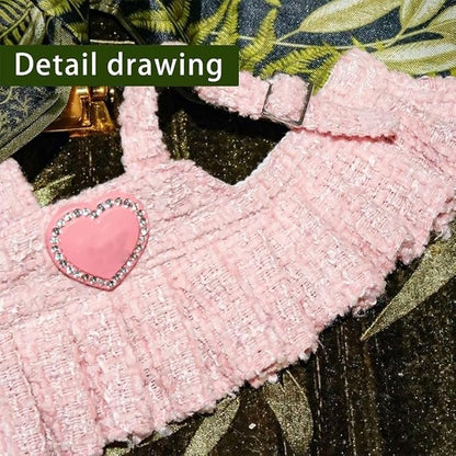 Clothes for(NO Doll), 15cm/17cm Doll Accessories Suit ,ute Miniature Fashion Accessories - Pink Heart Premium Outfit, Play & Collector(Pink - Sweater, S)