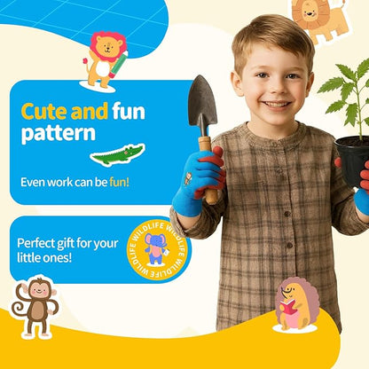 MIG4U Kids Gardening Gloves 3 Pairs, Rubber Coated Yard Work Gloves Waterproof Durable for Boys and Girls