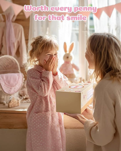 BABESIDE 8 Pcs Baby Doll Accessories, Reborn Baby Dolls Clothes with Bassinet for 17-22 Inch Baby Dolls, Outfit fit Newborn Babies Doll Girl, Babies Pretend Play Set