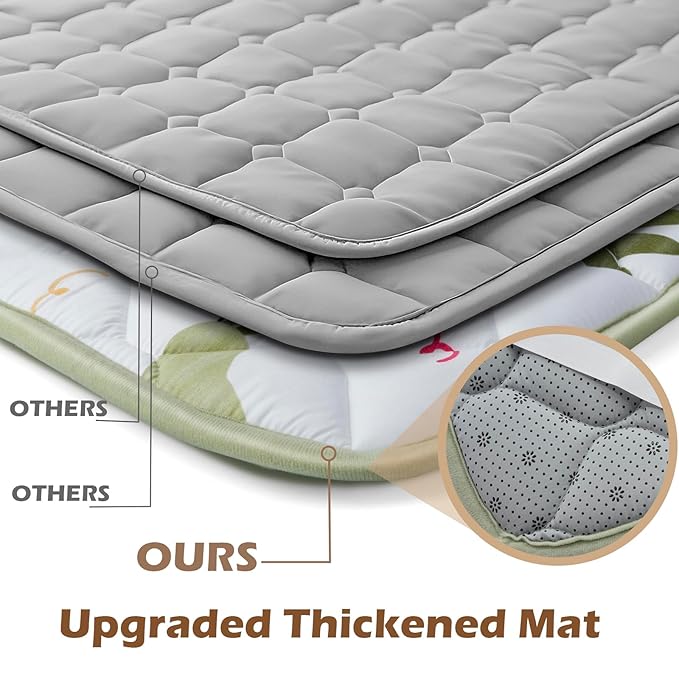 Baby Play Mat for Floor 50x50, Activity Mat, Thicken Soft Fabric Foam Play Mat for Baby, Washable Non-Slip Cushioned Crawling Mat for Babies, Infants, Toddlers（White Fruit