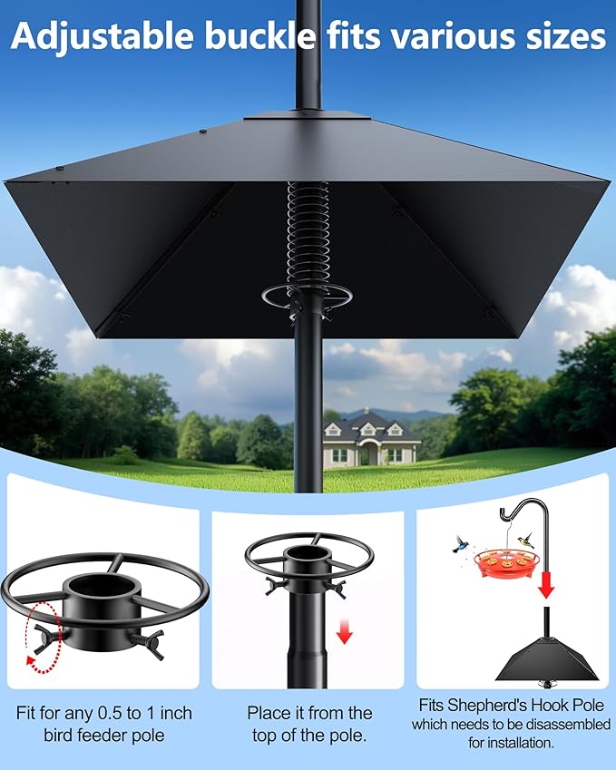 Metal Squirrel Baffle - Squirrel Baffle for Bird Feeder Pole, Upgrade Spring Motion Design for Better Defense, 19 Inch Heavy Duty Guard for Outside Bird Feeder Pole Mount