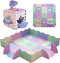 Foam Play Mat for Kids，25Pcs Square Interlocking Puzzle Floor Mat，Baby Play Mat Floor Mat Foam Puzzle Playmat for Toddlers with Fence（Mash Up-CSH023