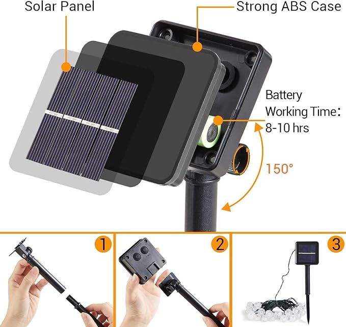 Solar String Lights Outdoor 2 Pack 200 Led 80FT Multi-Color Crystal Globe Lights with 8 Lighting Modes, Waterproof Solar Powered Patio Lights for Garden Yard Porch Wedding Party Decoration