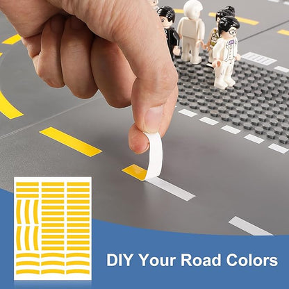 6 Pack Road Base Plates for Building, Compatible with Lego Classic Bricks, 10” x 10” Baseplates Fits for Lego Roads, Road Base Plates for City Sets (Attached DIY Stickers)