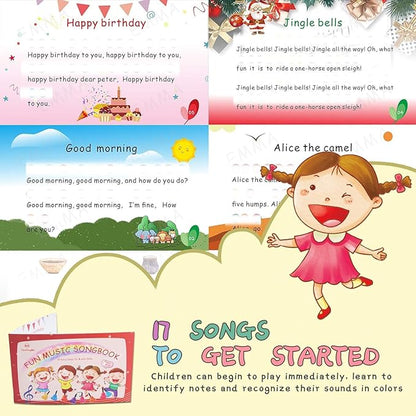 Hand Bells, 8 Note Musical Handbells Set with 17 Songbook Musical Toy Percussion Instrument for Toddlers Children Kids for Children's Day Family Activity School and Church (Multicolored)