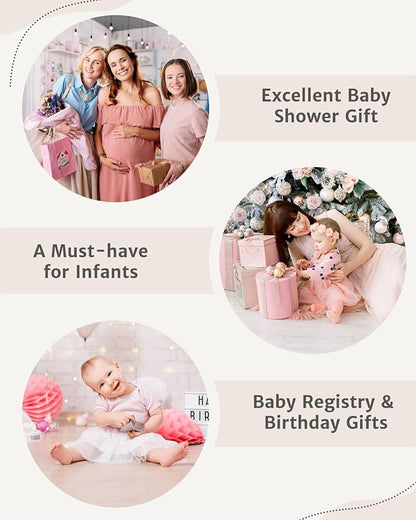 Baby Play Mat Activity Gym,6 Developmental Zones Tummy Time Mat, Foldable Wooden Baby Play Gym with 7 Detachable Sensory Toys for Newborn Brain Development, Essential Baby Shower Set