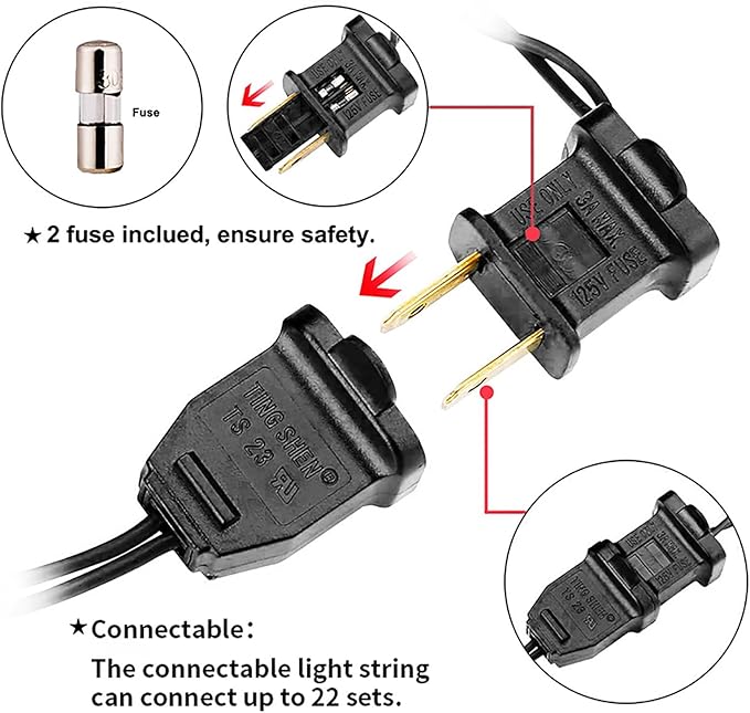 Purple Halloween LED Lights - 2 Pack 100 Count Purple Christmas String Lights for Tree, Party, Holiday, Indoor/Outdoor Halloween Decorations, 2 Sets 33 Feet Black Wire, UL Certified, Connectable