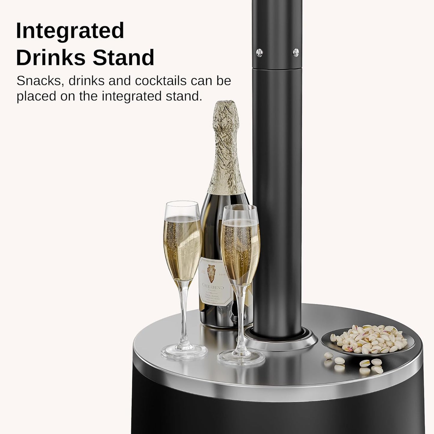 EAST OAK 50,000 BTU Patio Heater with Sand Box, Table Design, Double-Layer Stainless Steel Burner, Wheels, Triple Protection System, Outdoor Heater for Home and Residential, Polar Night