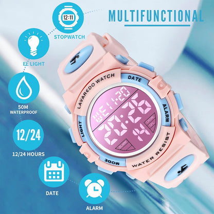 Kids Watch,Boys Watch for 3-15 Year Old Boys,Digital Sport Outdoor Multifunctional Chronograph LED 50 M Waterproof Alarm Calendar Analog Watch for Children with Silicone Band,Kids Gift