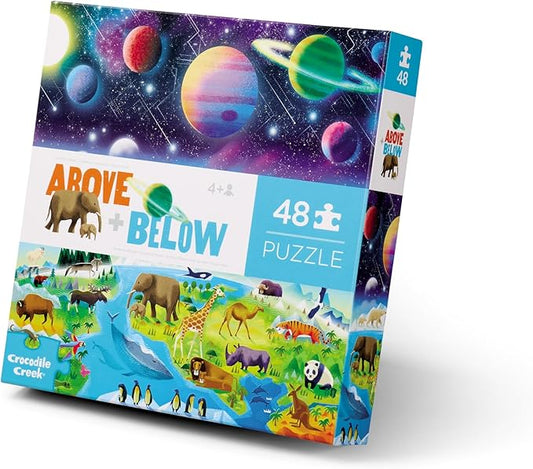 Crocodile Creek Above + Below 48-Piece Jigsaw Floor Puzzle - Fun Floor Puzzles for Kids Ages 4-8 - Earth & Space - 27 x 20 inches Finished