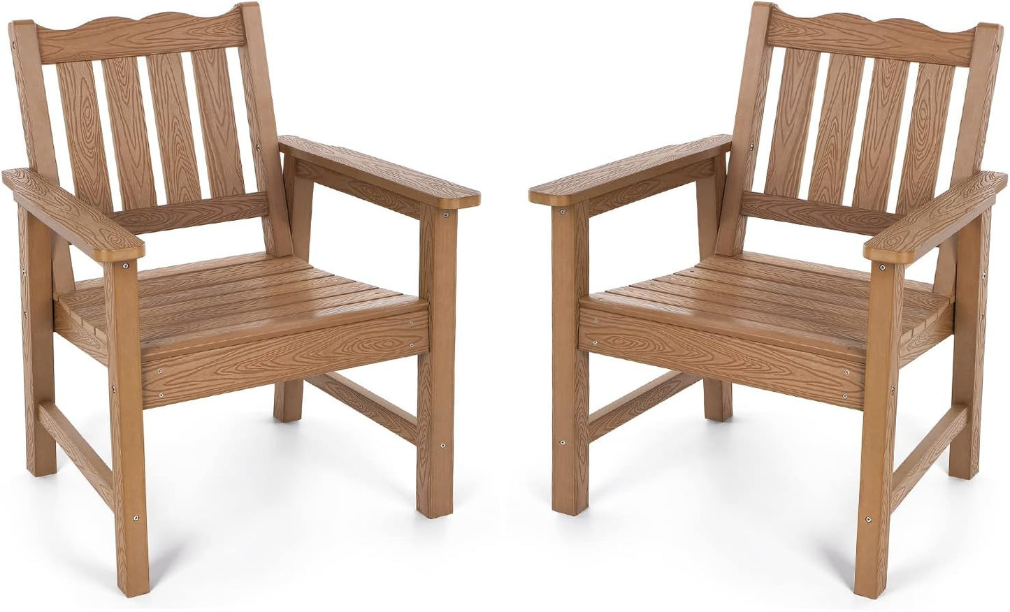 Stoog All-Weather Patio Chairs Set of 2, Oversized Garden Chair with 400 lbs Weight Capacity, Easy to Assemble, Outdoor Chair for Patio, Backyard Deck, Fire Pit & Lawn Porch, Teak