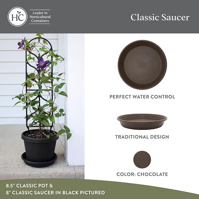 The HC Companies Flower Pot Saucers - Plastic Plant Saucer for Outdoors & Indoors - Traditional Design Plant Pot Trays for Water Drainage - Durable & Stylish Round Plant Tray (16-inch Clay)