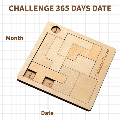 Daily Calendar Puzzle Wooden，Jigsaw Puzzle Board for Adults,Challenge 365+ for Every Day,Puzzle Advent Calendar.