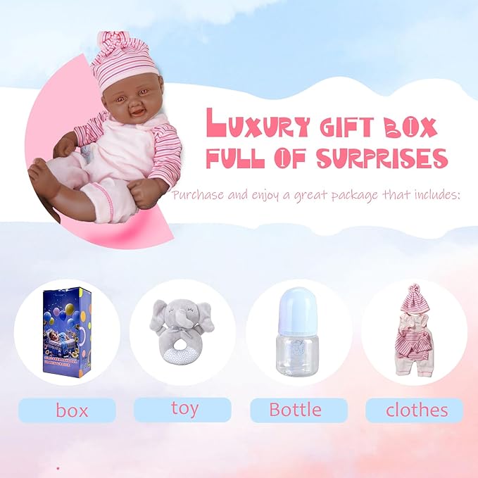 Girl 17.5 Inch, Full Silicone Baby Doll, Realistic Baby Dolls, Realistic Veins & Pose, Not Vinyl, Reborn Baby Dolls Silicone Full Body, Gift Set